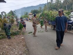 Kodim 0424/Tanggamus Bersama Instansi dan Warga Gelar Karya Bhakti Pembersihan Bahu Jalan dan Drainase di Semaka